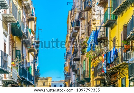 View of a narrow street in Palermo, Sicily, Italy
