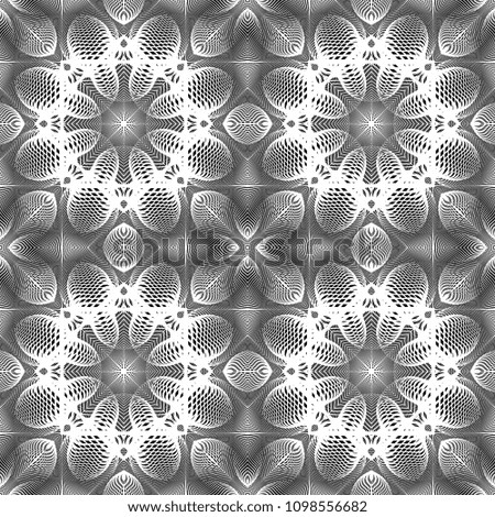 Design seamless monochrome decorative pattern. Abstract lines textured background. Vector art. No gradient