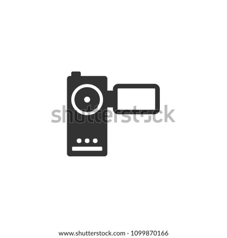Video camera vector icon. Yellow background. EPS 10 vector sign.