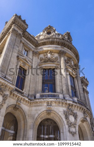 Details of Garnier Palace (or Opera National de Paris) - neo-baroque building in Paris, UNESCO World Heritage Site. France.