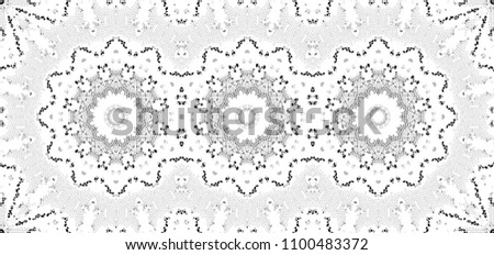 Black and white mosaic kaleidoscopic horizontal pattern for backgrounds and design