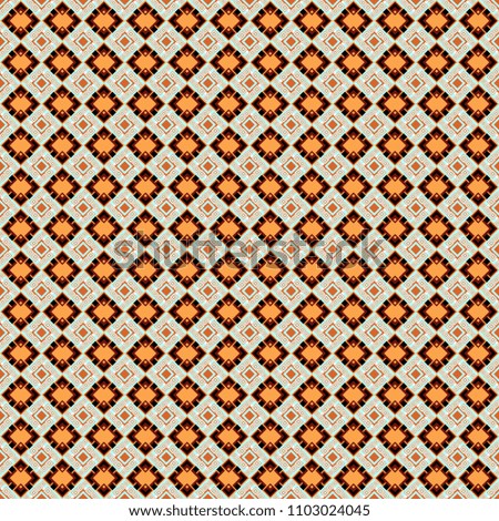 Seamless grunge micro vector print. Geometric abstract mosaic seamless pattern with tiles and simple shapes in orange, blue and red colors for fashion. Abstract dynamic retro tiles background.