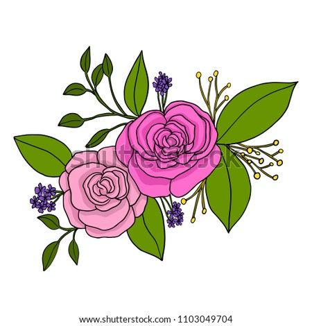 Isolated vector flower rose for print, decor, card, poster. Decorative flowers.