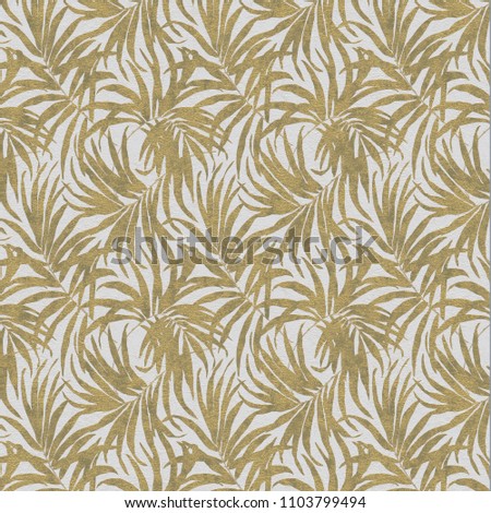 

3d illustration. A background in the style of the tropics. Voluminous golden-white palm leaves, leaves of tropical plants, on a relief white-gold background. Celebratory background, wallpaper,render