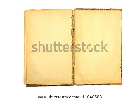 Old book open. Isolated on white background.