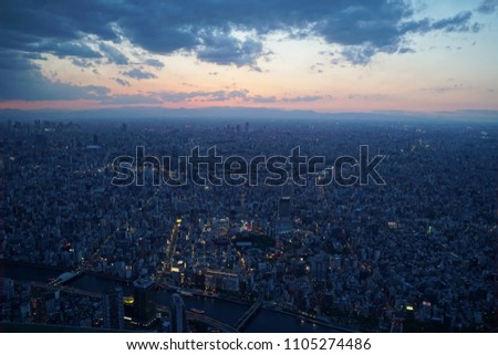 Sunset Tokyo skyline from Tokyo Sky Tree