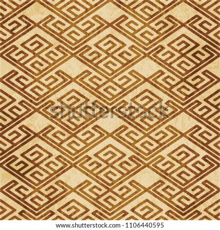 Retro brown cork texture grunge seamless background spiral check cross tracery frame line