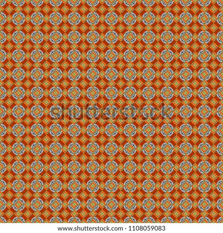 Vector abstract seamless pattern, stylized pattern background, tiles pattern in gray, green and orange colors.