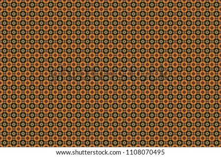 Folk ethnic floral ornamental mandala in brown, black and orange colors. Raster abstract colorful painted kaleidoscopic graphic background. Seamless background pattern.