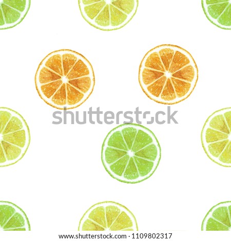 watercolor fresh slice cut orange,citrus fruits. Hand drawn watercolour painting on white background. illustration of Set organic food diet fruit.