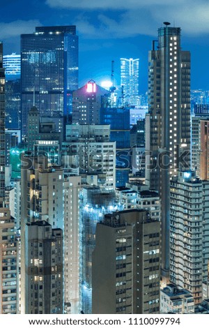 high rise residential buildings in Hong Kong city at night