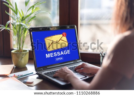 Laptop screen displaying a message concept