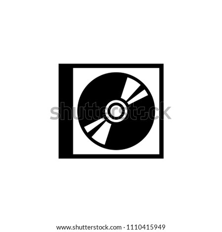 CD DVD Disc and Box. Flat Vector Icon. Simple black symbol on white background