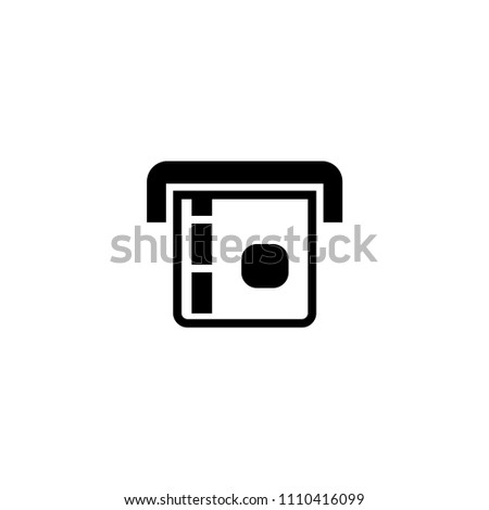 Atm Card Slot. Flat Vector Icon. Simple black symbol on white background