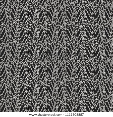 Decorative Leaves Seamless Pattern. Continuous leaf background. Floral Texture.