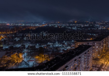 night city from roof with great night light high resolution