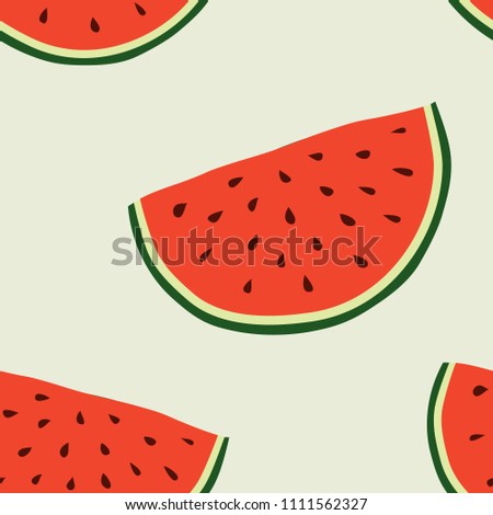 hand drawn seamless watermelon pattern on light background