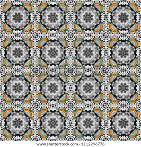 Background with tiles and rhombus. Geometrical seamless ornament. Seamless pattern in gray, black and blue colors.