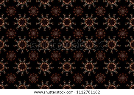 Ikat damask seamless pattern background tile on black background in red and brown colors.