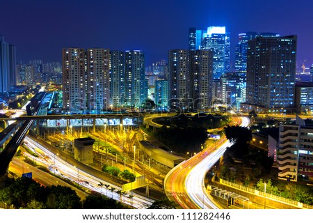 highway and traffic in city at night
