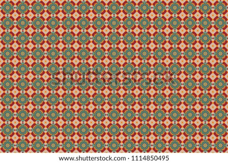 Seamless geometric raster pattern. Modern ornament with yellow, blue and red elements. Geometric abstract pattern.