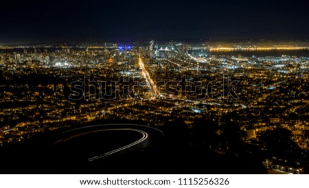 Views of San Francisco at night from twin Peaks