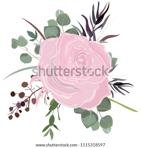 Delicate bouquet for your beloved, vector illustration for wedding and anniversary cards, banners, posters and cards.