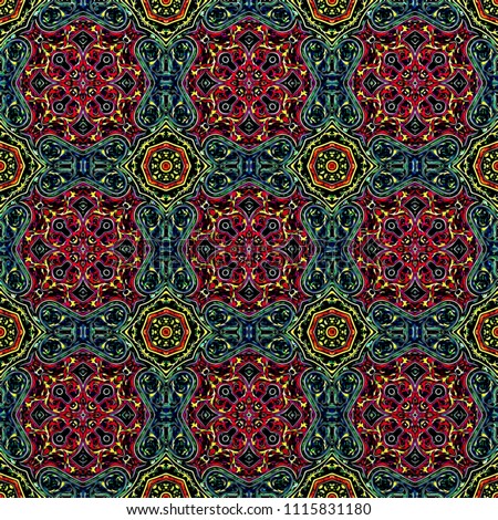 seamless abstract vintage background colored mosaic symmetrical psychedelic pattern colorful decor Design for tapestry, wallpaper,