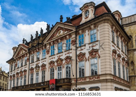 Market Square façades in the romantic city of Prague, Czech Republic