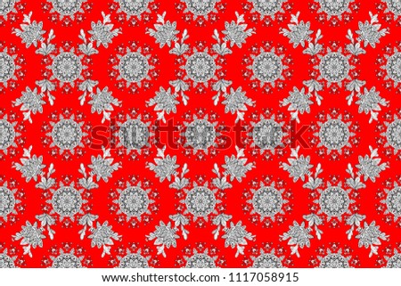 Colorfil template. Floral classic texture. Design vintage for card, wallpaper, wrapping, textile. Raster illustration. Seamless pattern colorful elements. Royal retro on red, white and black colors.