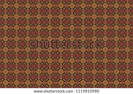 Ethnic binary doodle texture. Curved doodling in brown, red and orange colors. Raster illustration. Tracery seamless pattern. Mehndi design.