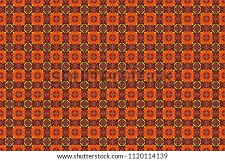 Raster element, arabesque for design template. Ornate decor for invitation, greeting card. Seamless pattern luxury ornament, eastern style in orange, brown and red colors. Turquoise floral art.
