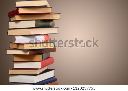 Heap of the colorful books. Background with copy space.
