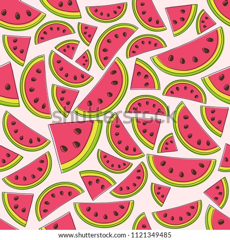 Summer pattern with watermelons. Vector.