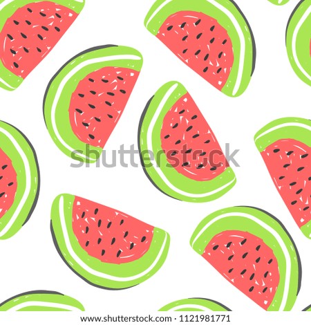 Watermelon seamless pattern. Fresh watermelons summer detox