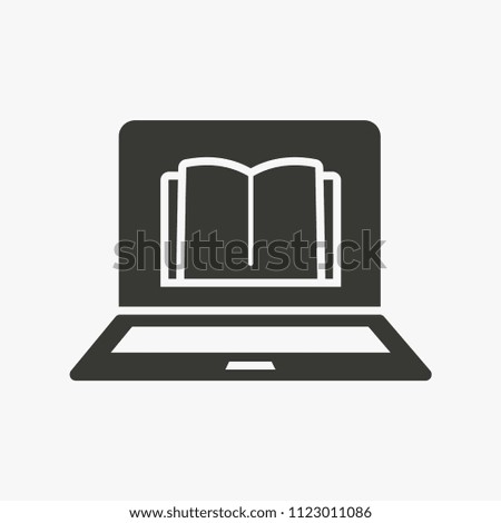 E-learning education icon. Academic study, learn symbol. Black vector illustration isolated on white. Simple pictogram for graphic and web design.