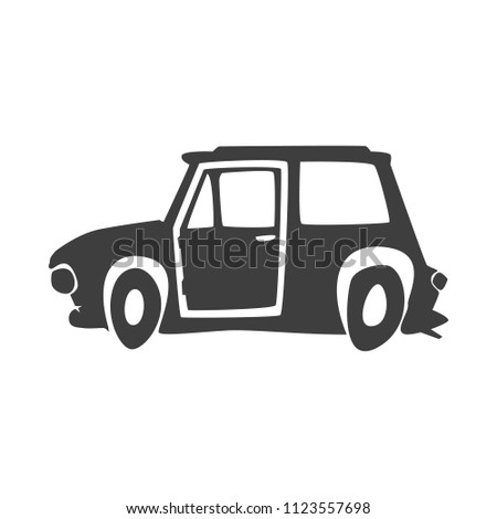 old retro car on a white background