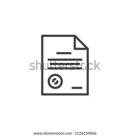 Document File outline icon. linear style sign for mobile concept and web design. Contract Agreement simple line vector icon. Symbol, logo illustration. Pixel perfect vector graphics