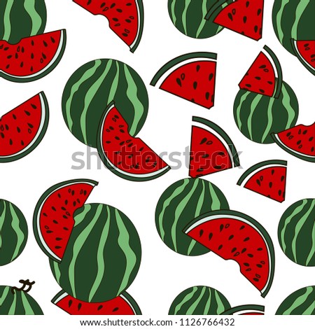 Watermelon Vector Repeat Seamless Pattrern. Great for fabric, packaging, wallpaper, invitations.Watermelon seamless pattern.