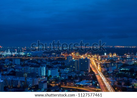 Bangkok Night View City Skyline