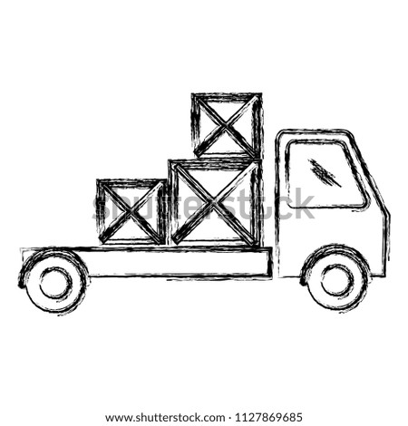 truck delivery with wooden boxes