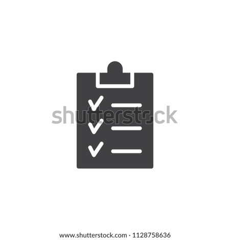 Clipboard Checklist vector icon. filled flat sign for mobile concept and web design. To do list simple solid icon. Symbol, logo illustration. Pixel perfect vector graphics