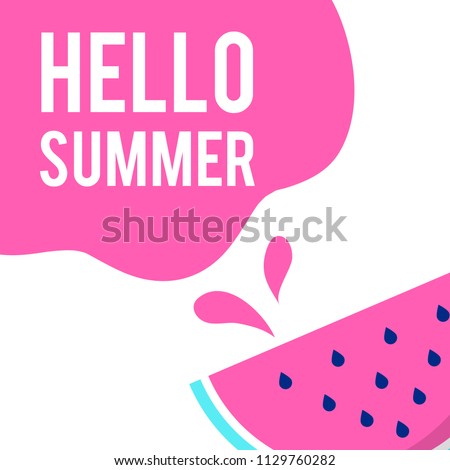Pink Hello Summer Watermelon Background Vector Image
