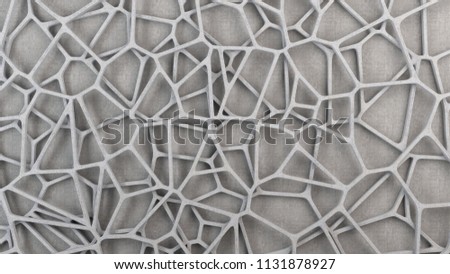 Abstract concrete 3d grate. Chaotic line structure. 3D render illustration