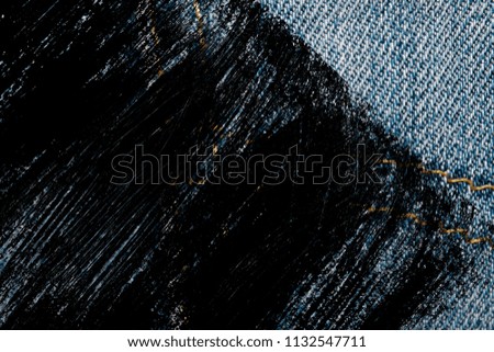 Dirty grunge Closeup of obsolete blue jeans pocket Denim texture, macro background for web site or mobile devices.