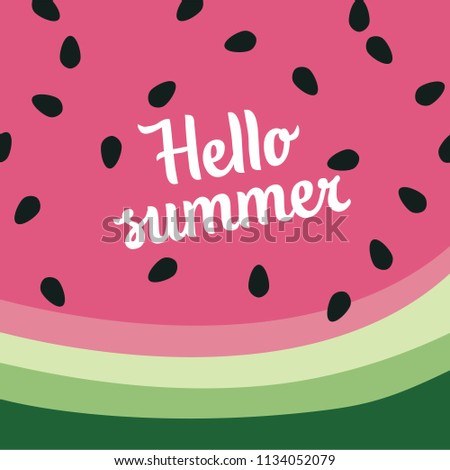 Hello Summer Lettering and watermelon