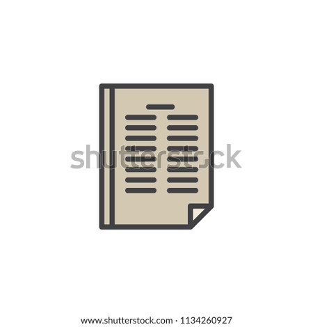 Paper document filled outline icon, line vector sign, linear colorful pictogram isolated on white. Text paper symbol, logo illustration. Pixel perfect vector graphics