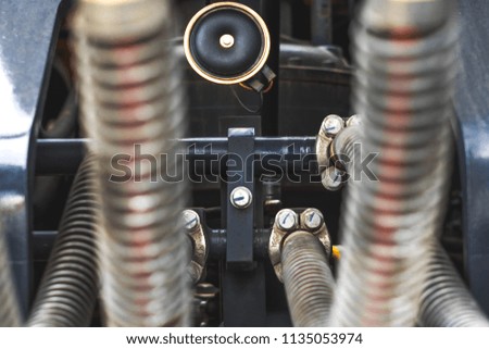 Close-up shot of car engine hoses and tubes