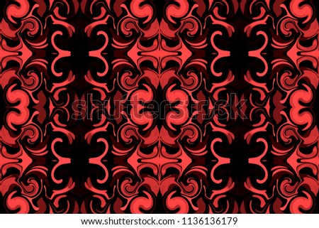 Seamless pattern for background decoration, abstract art in red on black
