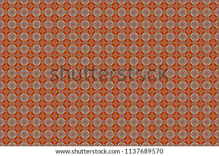 Geometric seamless pattern. Abstract raster background. Tiles gray, brown and orange background.